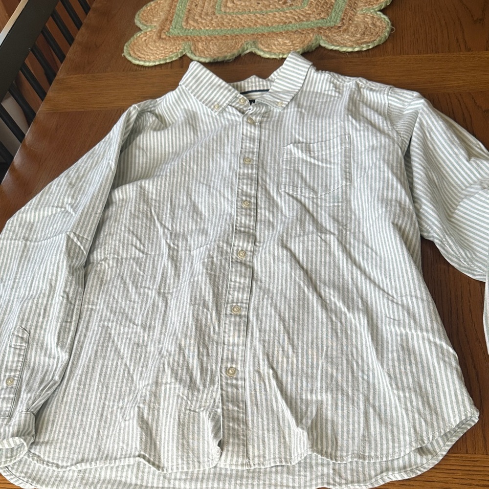 GAP Men's button down green Striped Casual Shirt